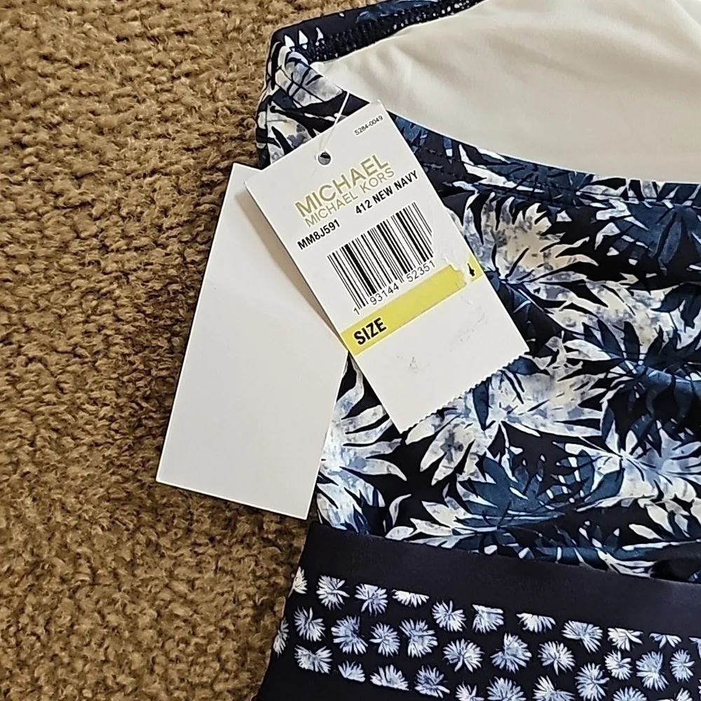 Michael Kors Navy Bandeau Cutout One-Piece Swimsuit Size 4